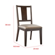 Witzy Side Dining Chair Set of 2-Dark Brown Solid Poplar Wood-Gray