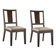 Witzy Side Dining Chair Set of 2-Dark Brown Solid Poplar Wood-Gray