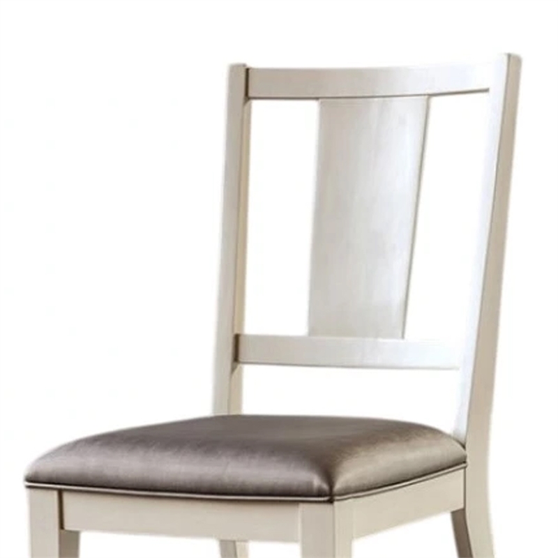 Witzy Side Dining Chair Set of 2-Faceted Panel Back-White Wood-Gray