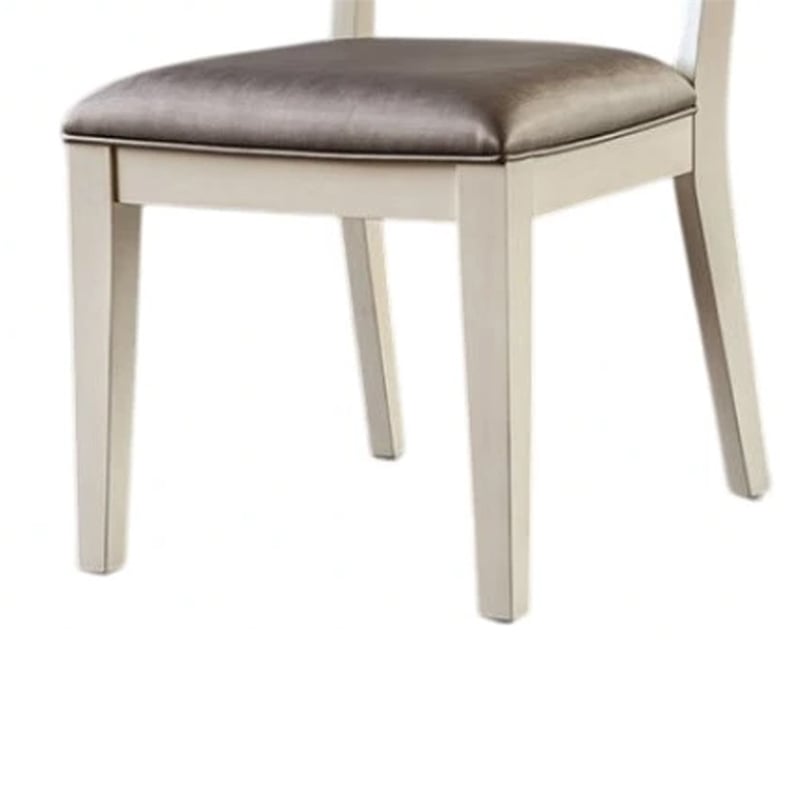 Witzy Side Dining Chair Set of 2-Faceted Panel Back-White Wood-Gray