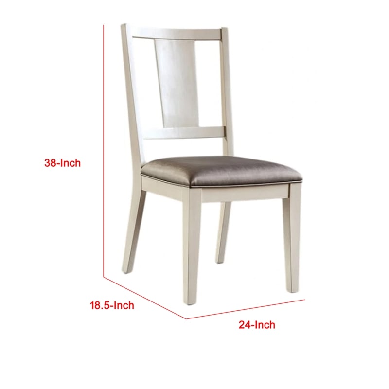 Witzy Side Dining Chair Set of 2-Faceted Panel Back-White Wood-Gray
