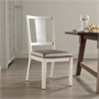 Witzy Side Dining Chair Set of 2-Faceted Panel Back-White Wood-Gray