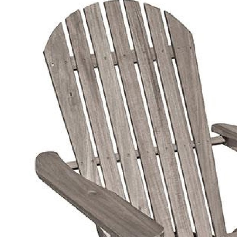 Geli Outdoor Adirondack Chair-Slatted Back-Gray Eucalyptus Wood