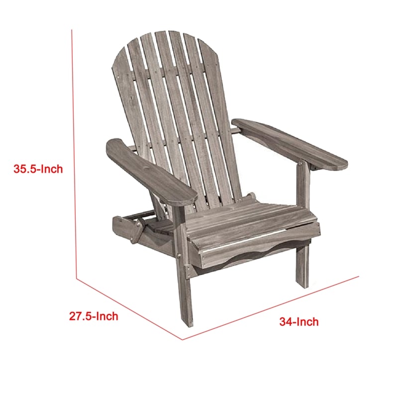 Geli Outdoor Adirondack Chair-Slatted Back-Gray Eucalyptus Wood