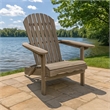 Geli Outdoor Adirondack Chair-Slatted Back-Gray Eucalyptus Wood