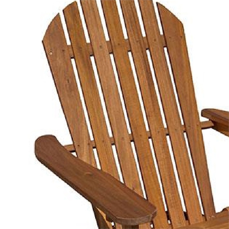 Geli Outdoor Adirondack Chair-Slatted Back-Natural Brown Wood