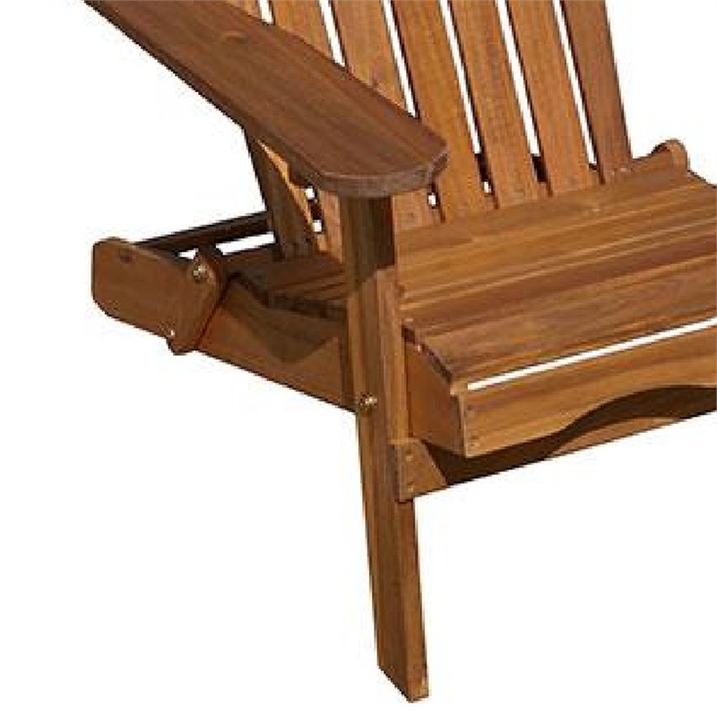 Geli Outdoor Adirondack Chair-Slatted Back-Natural Brown Wood