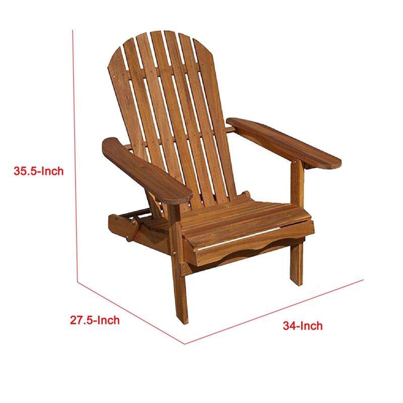 Geli Outdoor Adirondack Chair-Slatted Back-Natural Brown Wood