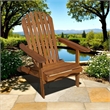 Geli Outdoor Adirondack Chair-Slatted Back-Natural Brown Wood