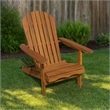 Geli Outdoor Adirondack Chair-Slatted Back-Natural Brown Wood