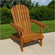 Geli Outdoor Adirondack Chair-Slatted Back-Natural Brown Wood