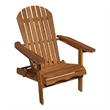 Geli Outdoor Adirondack Chair-Slatted Back-Natural Brown Wood