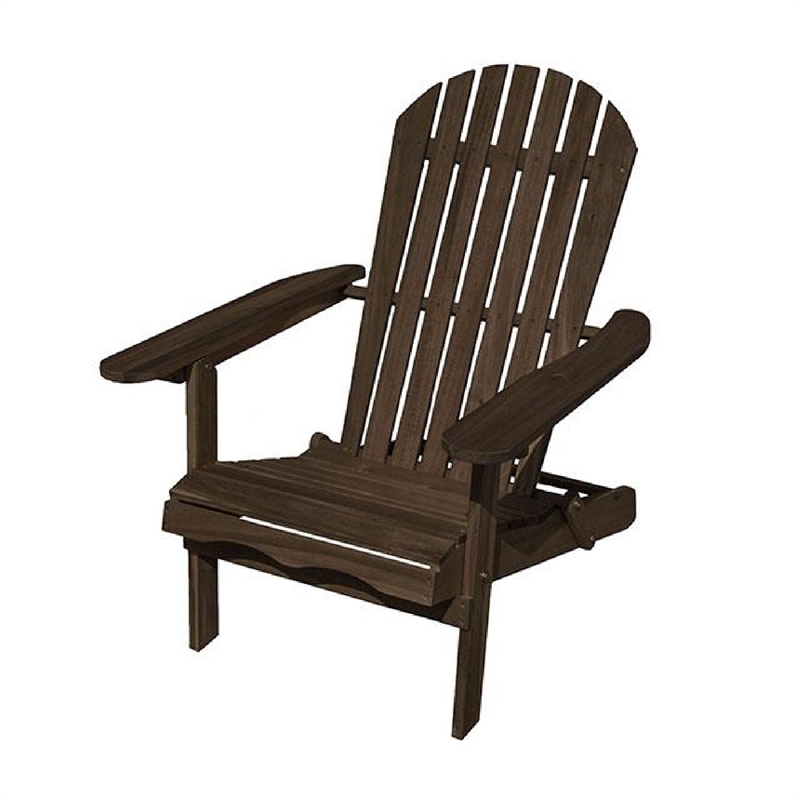 Geli Outdoor Adirondack Chair-Slatted Back-Weathered Gray Wood