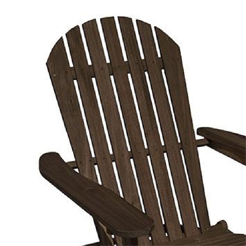 Geli Outdoor Adirondack Chair-Slatted Back-Weathered Gray Wood