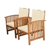 Kaila Outdoor Armchair Set of 2-Beige Cushions-Natural Brown Wood