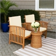 Kaila Outdoor Armchair Set of 2-Beige Cushions-Natural Brown Wood