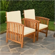 Kaila Outdoor Armchair Set of 2-Beige Cushions-Natural Brown Wood