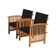 Kaila Outdoor Armchair Set of 2-Black Cushions-Natural Brown Wood