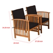 Kaila Outdoor Armchair Set of 2-Black Cushions-Natural Brown Wood