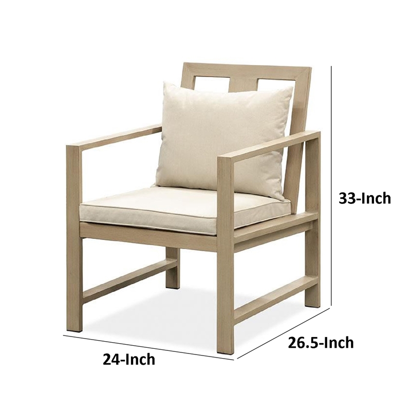 Beli Outdoor Armchair Set of 2-Washable Beige Covers-Natural Brown