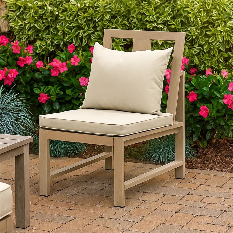 Beli Outdoor Side Chair Set of 2-Washable Beige Covers-Natural Brown
