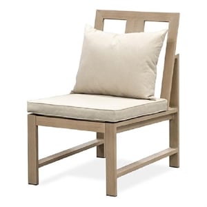 Beli Outdoor Side Chair Set of 2-Washable Beige Covers-Natural Brown