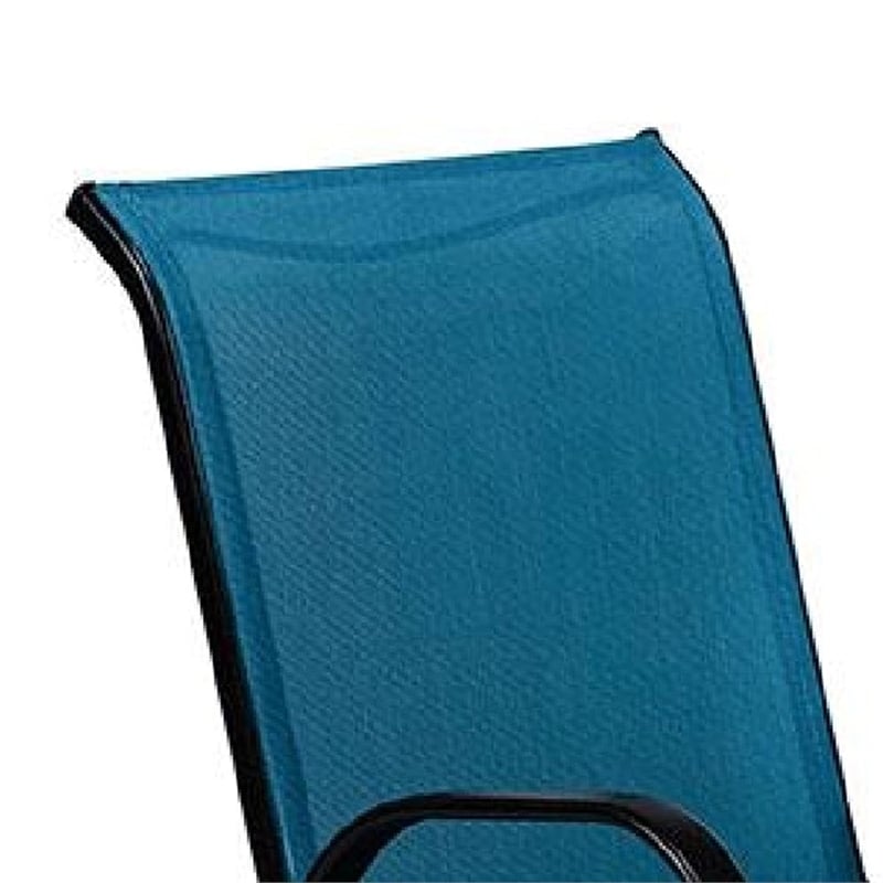 Feli Outdoor Stacking Chair Set of 2-Blue Mesh Fabric-Black Metal