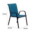 Feli Outdoor Stacking Chair Set of 2-Blue Mesh Fabric-Black Metal