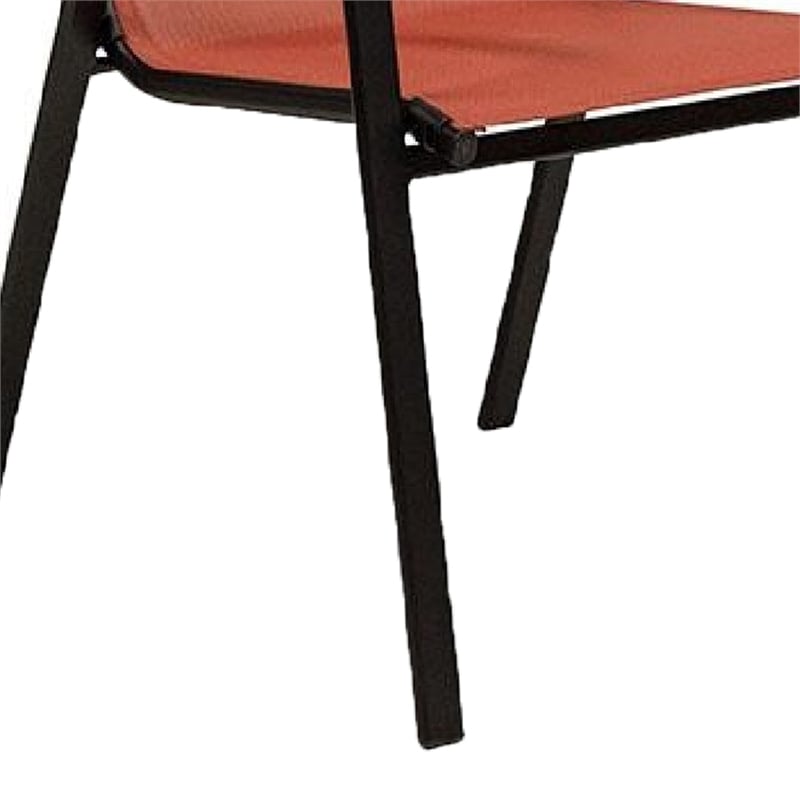 Feli Outdoor Stacking Chair Set of 2-Red Mesh Fabric-Black Metal