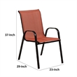 Feli Outdoor Stacking Chair Set of 2-Red Mesh Fabric-Black Metal