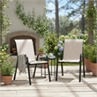 Feli Outdoor Stacking Chair Set of 2-Beige Mesh Fabric-Black Metal