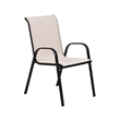 Feli Outdoor Stacking Chair Set of 2-Beige Mesh Fabric-Black Metal