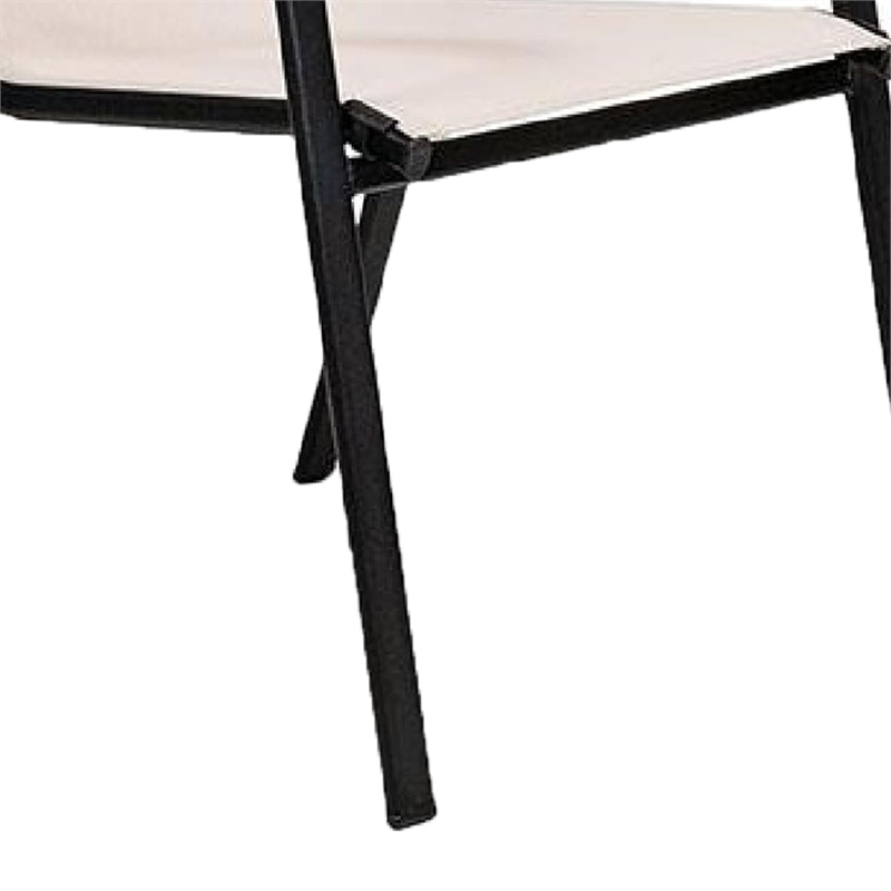 Feli Outdoor Stacking Chair Set of 2-Beige Mesh Fabric-Black Metal