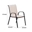 Feli Outdoor Stacking Chair Set of 2-Beige Mesh Fabric-Black Metal