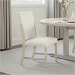 Hagy Side Dining Chair Set of 2-Natural Brown Solid Wood-Soft White Fabric