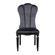 Hixe Side Dining Chair Set of 2-Scalloped-Turned Fluted Wood Legs-Black