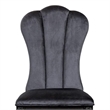 Hixe Side Dining Chair Set of 2-Scalloped-Turned Fluted Wood Legs-Black