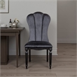 Hixe Side Dining Chair Set of 2-Scalloped-Turned Fluted Wood Legs-Black