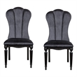 Hixe Side Dining Chair Set of 2-Scalloped-Turned Fluted Wood Legs-Black