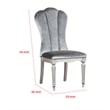 Hixe Side Dining Chair Set of 2-Silver Wood-Gray Fabric Cushioned Seats