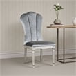Hixe Side Dining Chair Set of 2-Silver Wood-Gray Fabric Cushioned Seats