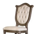 Hama Side Dining Chair Set of 2-Weathered Oak Wood-Tufted Beige Fabric