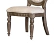 Hama Side Dining Chair Set of 2-Weathered Oak Wood-Tufted Beige Fabric