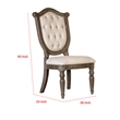 Hama Side Dining Chair Set of 2-Weathered Oak Wood-Tufted Beige Fabric