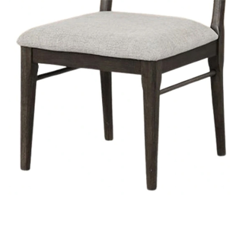Oline Side Dining Chair Set of 2-Dark Walnut Brown Wood-Light Gray Fabric