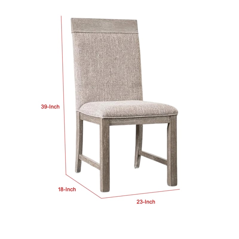Gris Side Dining Chair-Gray Solid Wood-Fabric Padded Seat