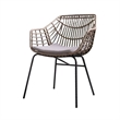 Niya Outdoor Patio Chair Set of 4-Natural Brown Rattan-Black Steel