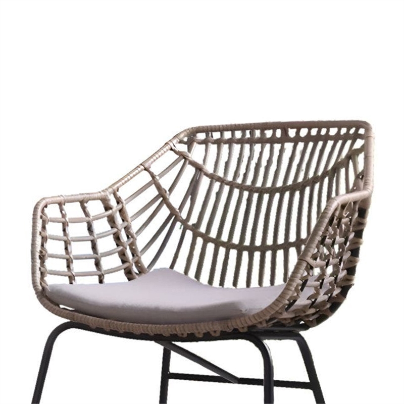 Niya Outdoor Patio Chair Set of 4-Natural Brown Rattan-Black Steel