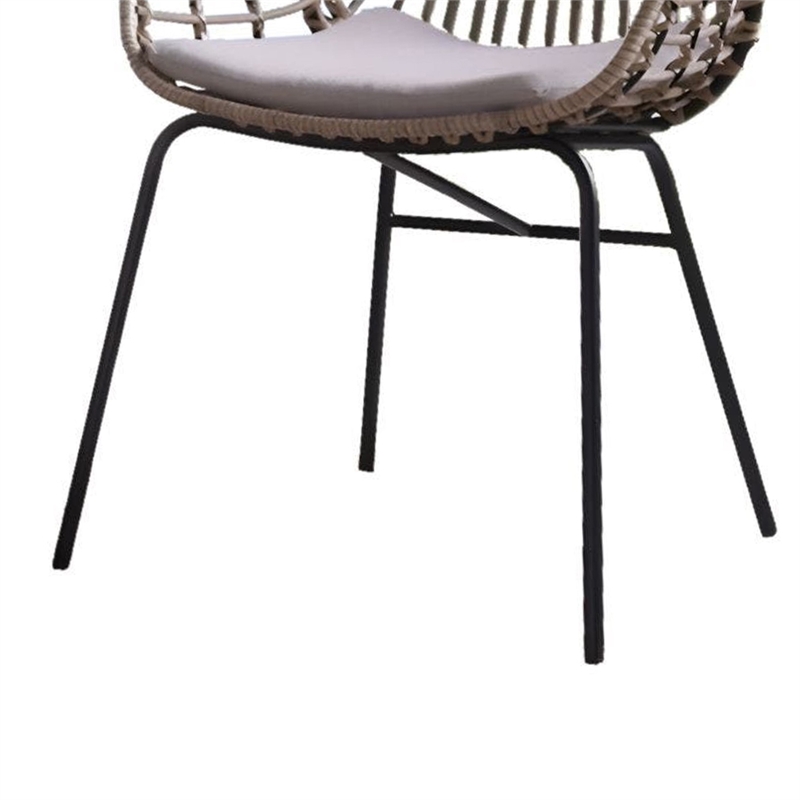 Niya Outdoor Patio Chair Set of 4-Natural Brown Rattan-Black Steel