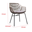 Niya Outdoor Patio Chair Set of 4-Natural Brown Rattan-Black Steel